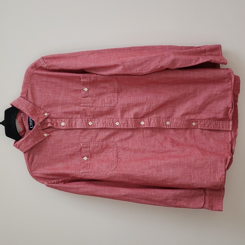 Chaps Red Cotton Button Down Shirt, Size XL